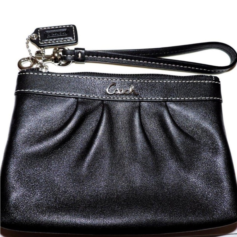 Coach Wristlet Black Napa Leather